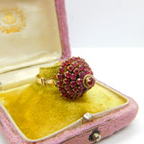 14ct Yellow Gold Ruby Set Pagoda Floral Cluster Ring Antique c1930 Art Deco