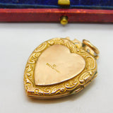 Mizpah Heart 9ct Gold Back and Front Double Locket or Pendant Antique Victorian