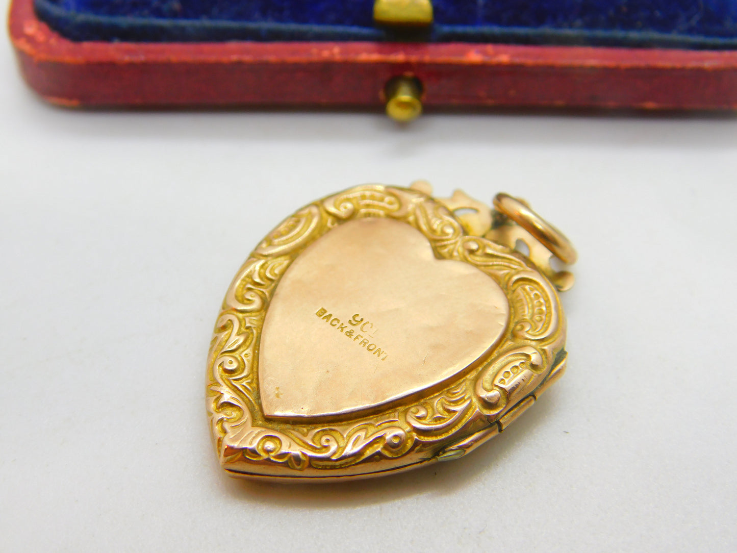 Mizpah Heart 9ct Gold Back and Front Double Locket or Pendant Antique Victorian