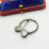Victorian Sterling Silver Blue Zircon Dirk Rope Twist Brooch Antique c1880
