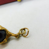 9ct Yellow Gold Black Onyx Set Eagle Claw Charm Pendant c1970 Sheffield