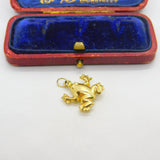 Frog or Toad Leaping 9ct Yellow Gold Charm or Pendant Vintage c1970