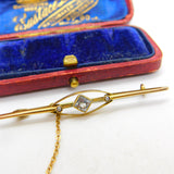 Edwardian 9ct Gold, Blue Topaz & Seed Pearl Sweetheart Brooch c1910 Antique