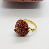 14ct Yellow Gold Ruby Set Pagoda Floral Cluster Ring Antique c1930 Art Deco