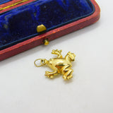 Frog or Toad Leaping 9ct Yellow Gold Charm or Pendant Vintage c1970