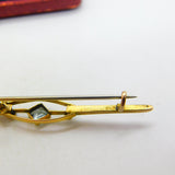 Edwardian 9ct Gold, Blue Topaz & Seed Pearl Sweetheart Brooch c1910 Antique