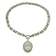 Victorian Silver Plated Floral Sweetheart Locket & Collar Necklace Antique c1860