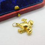 Frog or Toad Leaping 9ct Yellow Gold Charm or Pendant Vintage c1970