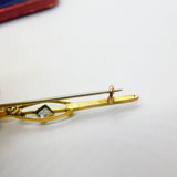 Edwardian 9ct Gold, Blue Topaz & Seed Pearl Sweetheart Brooch c1910 Antique