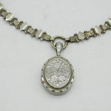 Victorian Silver Plated Floral Sweetheart Locket & Collar Necklace Antique c1860