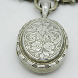 Victorian Silver Plated Floral Sweetheart Locket & Collar Necklace Antique c1860