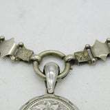 Victorian Silver Plated Floral Sweetheart Locket & Collar Necklace Antique c1860