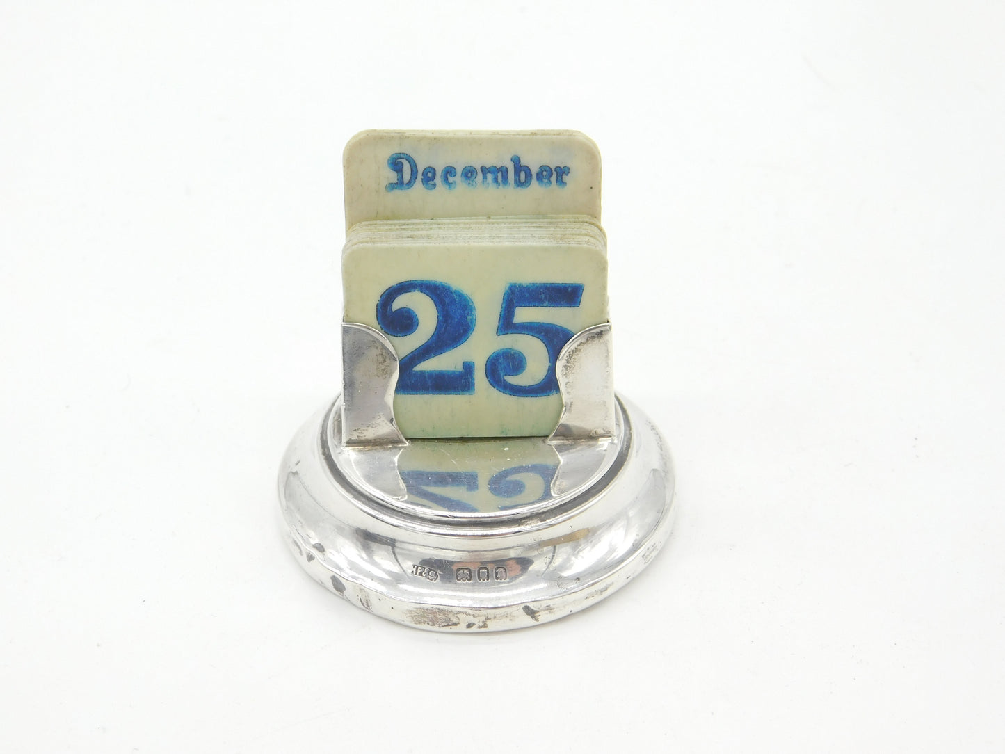 Edwardian Sterling Silver Desk Calendar Antique 1908 London