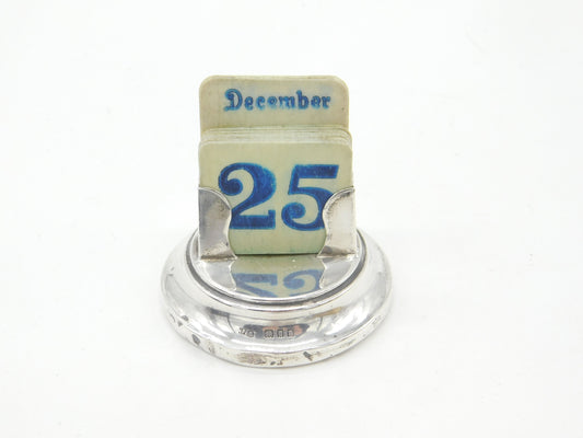 Edwardian Sterling Silver Desk Calendar Antique 1908 London