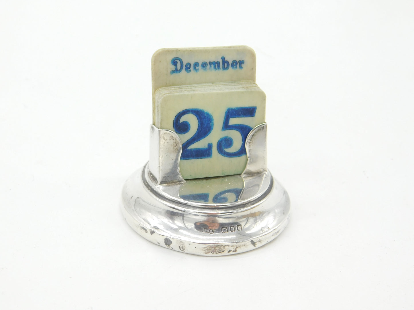 Edwardian Sterling Silver Desk Calendar Antique 1908 London