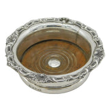 Victorian Sterling Silver Floral Large Bottle Coaster Antique 1841 Sheffield