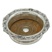 Victorian Sterling Silver Floral Large Bottle Coaster Antique 1841 Sheffield