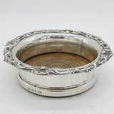 Victorian Sterling Silver Floral Large Bottle Coaster Antique 1841 Sheffield