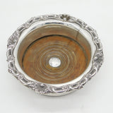 Victorian Sterling Silver Floral Large Bottle Coaster Antique 1841 Sheffield