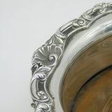 Victorian Sterling Silver Floral Large Bottle Coaster Antique 1841 Sheffield
