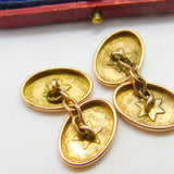 Edwardian 9ct Rose Gold Floral Pattern Gents Cufflinks 1902 Chester Antique