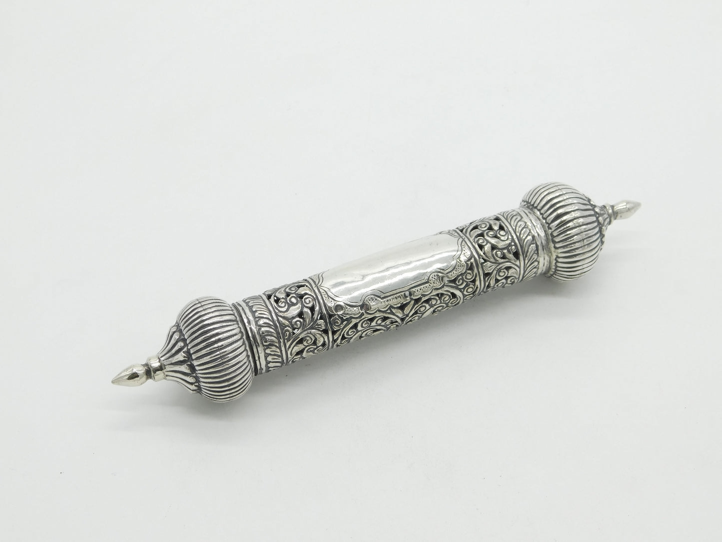 19th Century Jewish Ornate Sterling Silver Megillah Scroll Holder c1860 Antique