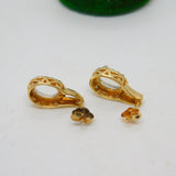 14ct Yellow Gold, Cabochon Moonstone & Diamond Stud Earrings Vintage c1980