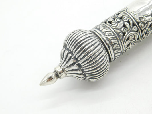 19th Century Jewish Ornate Sterling Silver Megillah Scroll Holder c1860 Antique