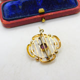 Edwardian 9ct Gold, Seed Pearl & Central Topaz Sweetheart Brooch c1910 Antique
