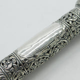 19th Century Jewish Ornate Sterling Silver Megillah Scroll Holder c1860 Antique