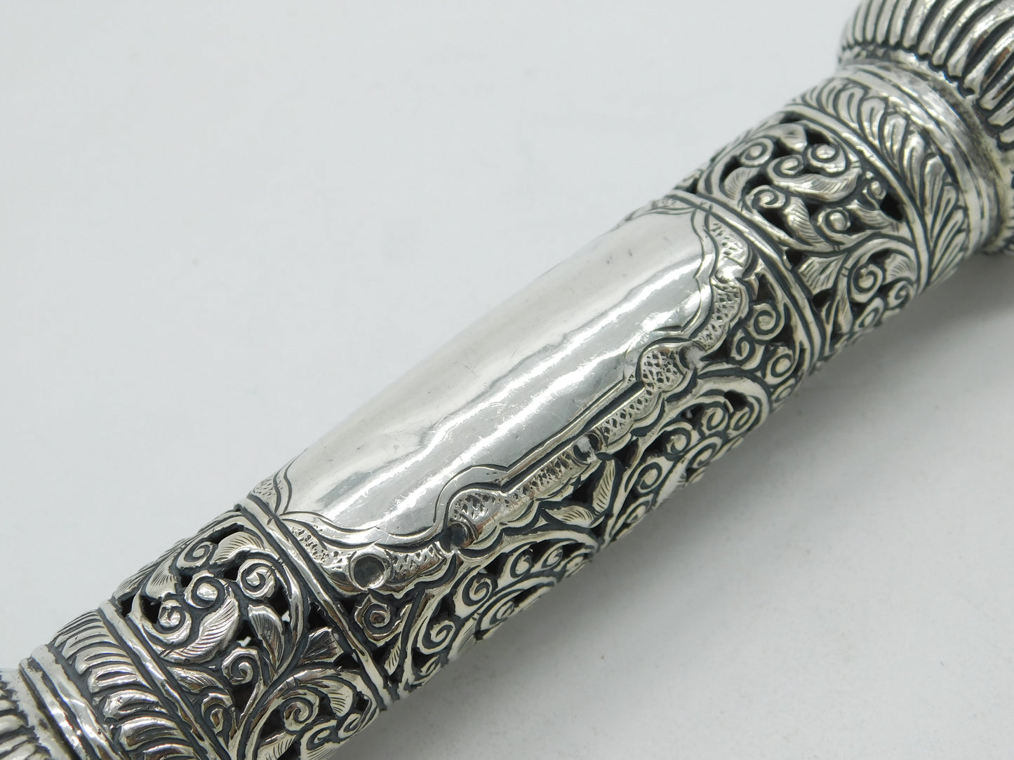 19th Century Jewish Ornate Sterling Silver Megillah Scroll Holder c1860 Antique