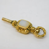 Victorian Yellow Metal, Bloodstone & Chalcedony Watch Key Antique c1860
