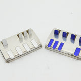 Sterling Silver & Blue-White Enamel Pair of Whist Playing Card Markers Antique c1880 London