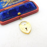 9ct Yellow Gold Floral Pattern Heart Lock Charm Bracelet Clasp 1972 London