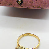 9ct Yellow Gold, Ruby & 0.2ct Diamond Band Ring 1987 London Vintage