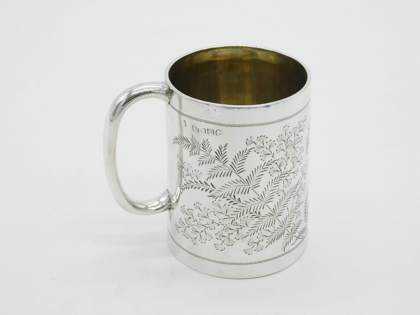 Victorian Sterling Silver Christening Mug Cup 'Sheila' Floral 1887 London Antiqu