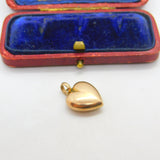 Victorian 9ct Rose Gold Puffy Heart Charm or Pendant Antique c1900