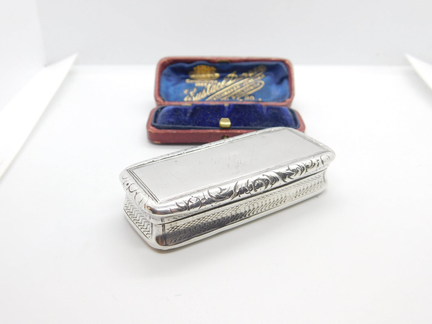 Georgian Sterling Silver Floral Pattern Snuff Box 1822 Birmingham Antique