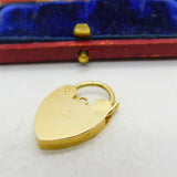 9ct Yellow Gold Floral Pattern Heart Lock Charm Bracelet Clasp 1972 London
