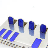 Sterling Silver & Blue-White Enamel Pair of Whist Playing Card Markers Antique c1880 London