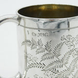 Victorian Sterling Silver Christening Mug Cup 'Sheila' Floral 1887 London Antiqu