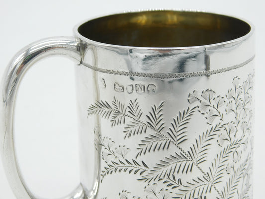 Victorian Sterling Silver Christening Mug Cup 'Sheila' Floral 1887 London Antiqu