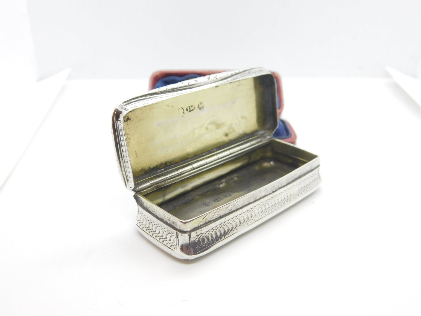 Georgian Sterling Silver Floral Pattern Snuff Box 1822 Birmingham Antique