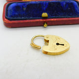 9ct Yellow Gold Floral Pattern Heart Lock Charm Bracelet Clasp 1972 London