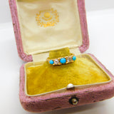 18ct Yellow Gold, Turquoise & 0.4ct Diamond Boat Ring 1913 London Antique