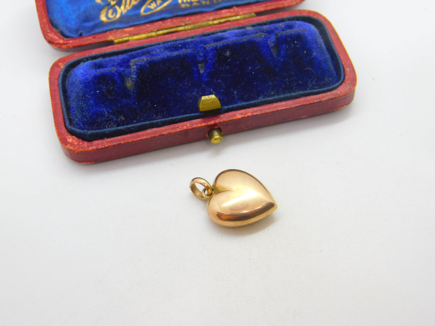 Victorian 9ct Rose Gold Puffy Heart Charm or Pendant Antique c1900