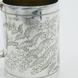 Victorian Sterling Silver Christening Mug Cup 'Sheila' Floral 1887 London Antiqu