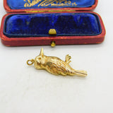 Large 9ct Yellow Gold Woodpecker Bird Charm or Pendant 1973 Birmingham