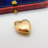 Victorian 9ct Rose Gold Puffy Heart Charm or Pendant Antique c1900