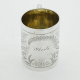 Victorian Sterling Silver Christening Mug Cup 'Sheila' Floral 1887 London Antiqu